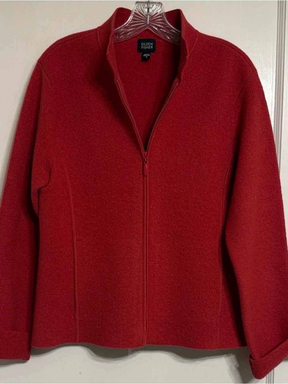 Eileen Fisher Crimson Zip-Front Wool Utility Jacket